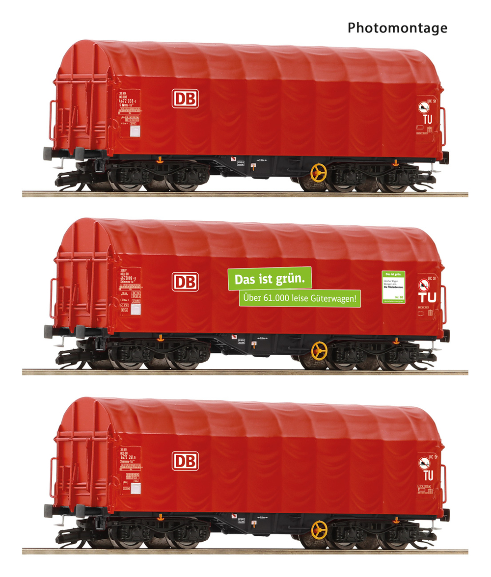 TT 3 тентованых вагона с выдвижными бортами DB AG, VI