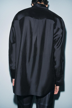 ZARA РУБАШКА С КАРМАНАМИ И ЗАВЯЗКАМИ — ZW COLLECTION, МОРСКОЙ СИНИЙ