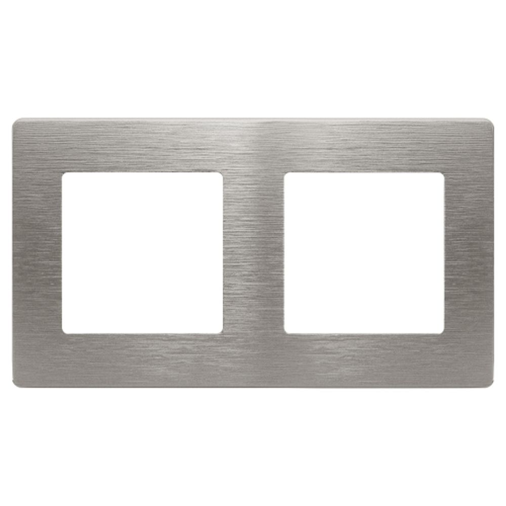 Рамка для розеток и выключателей ЭРА Серия 12 12-5102-16 на 2 поста, Сатин, титан