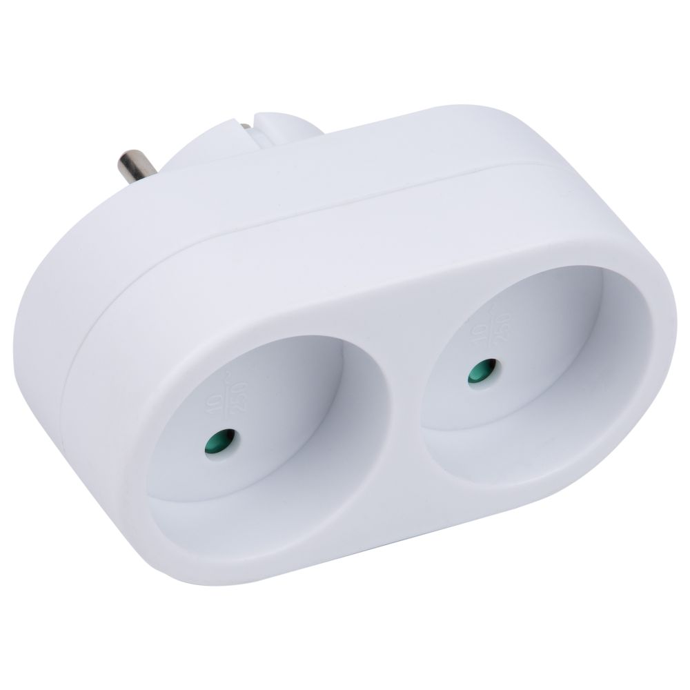 S-ES2-16O WHITE Разветвитель сетевой. б-з. 2 гнезда. 16А. 3500Вт. Белый. ТМ Uniel