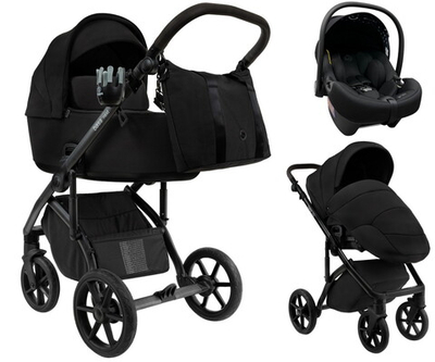 Детская коляска Roan Bass Next 2.0 3 в 1 с автокреслом Tutis Elo Lux EduSky Black BSN/40/2 Caviar Black/Black/руч.Black