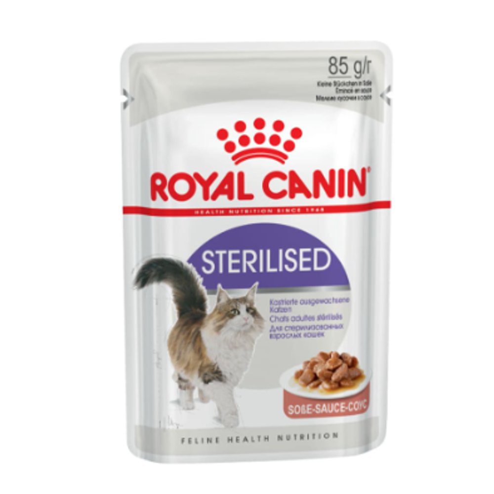 Royal canin sterilised 85 г пауч влажный корм мелкие кусочки в соусе для стерилизованных кошек