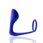 Синее эрекционное кольцо c анальным стимулятором Satyr
