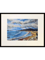 Картина авторская акрилом на холсте в паспарту 30х40 см на стену для интерьера "А где-то там идет дождь..."