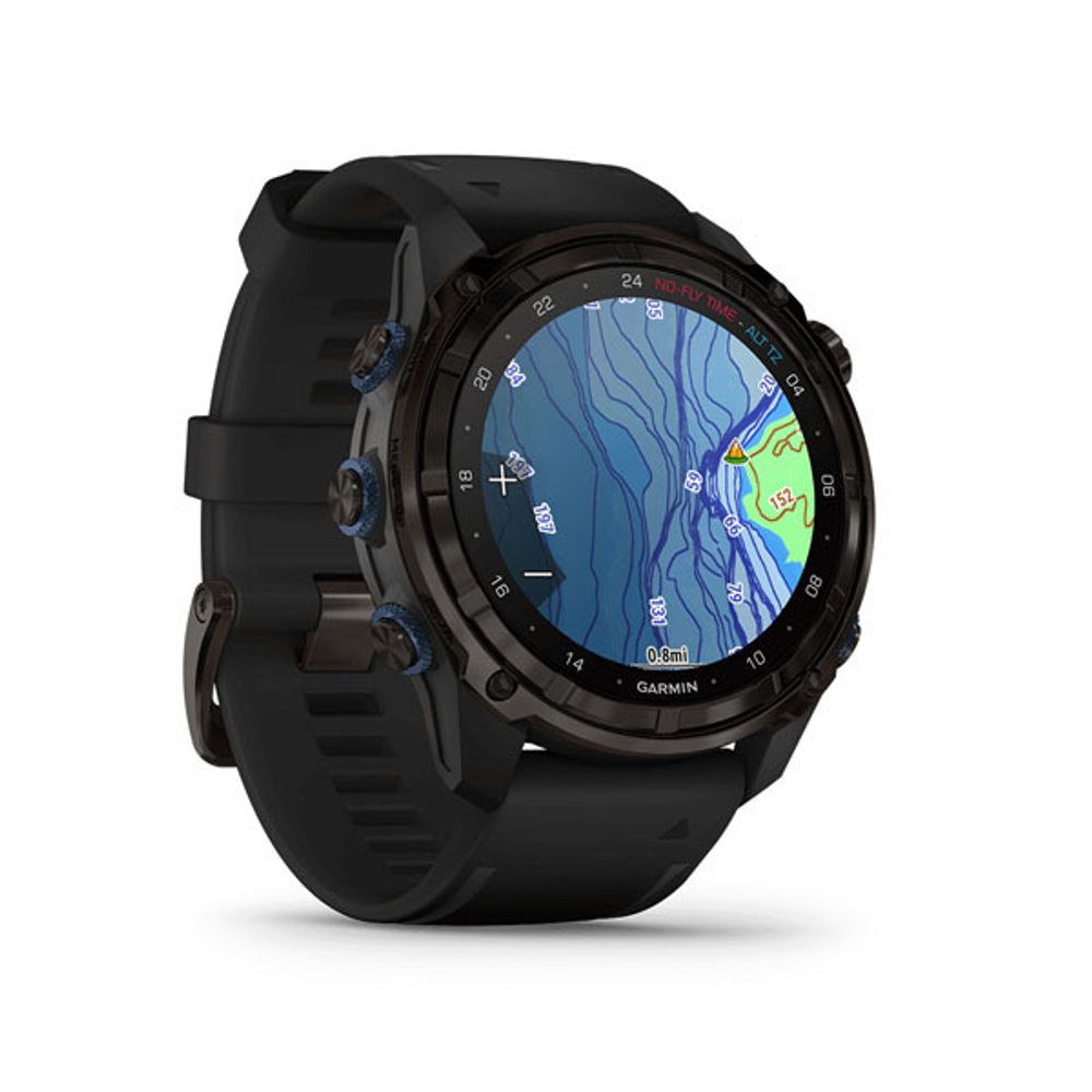 Смарт часы Garmin Descent MK3i - 51 мм титан Carbon Grey DLC с черным силиконовым ремешком