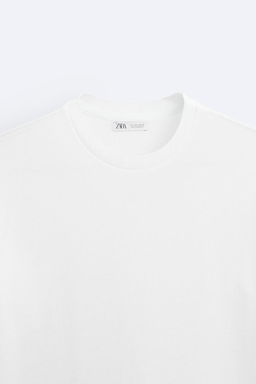 ZARA ХЛОПКОВАЯ ФУТБОЛКА, БЕЛЫЙ