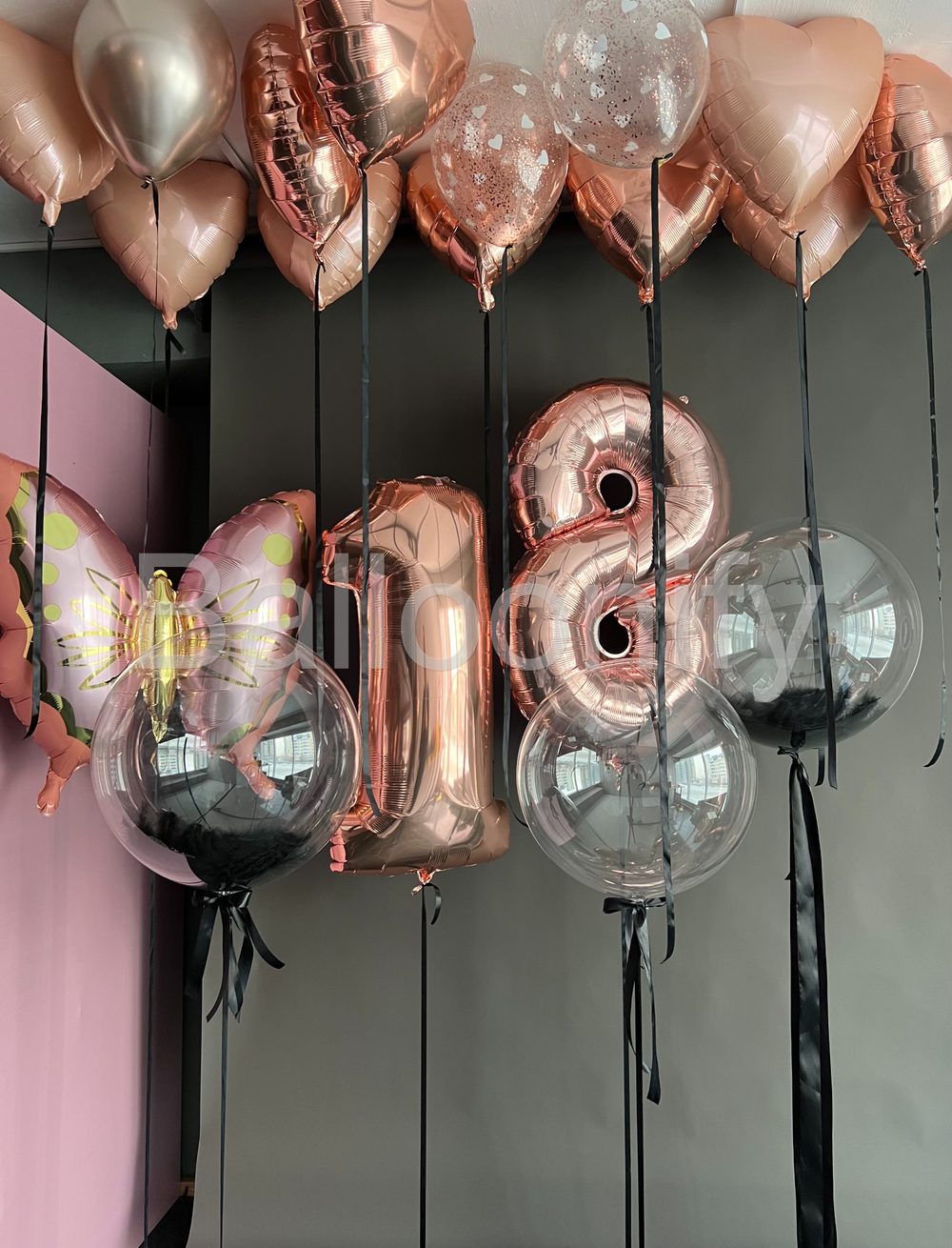 Набор шаров "Радость бабочки" цифра+фигура+шары россыпью