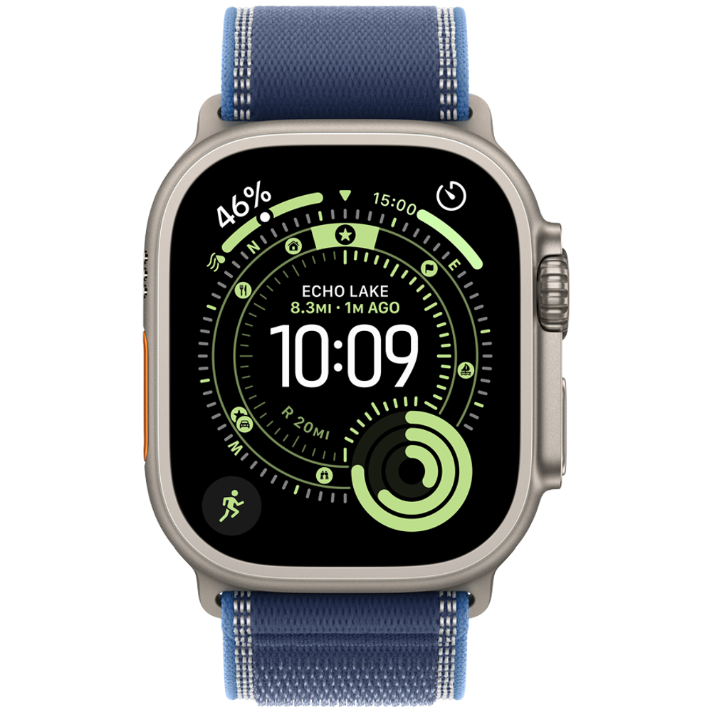 Apple Watch Ultra 3 GPS + Cellular 49mm Natural Titanium Case with Blue/Bright Blue Trail Loop - M/L,Model A3281