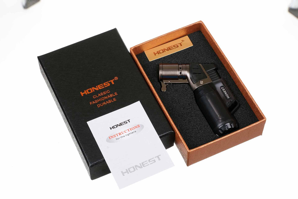 Зажигалка сигарная Honest, тройное пламя, черная 779-Black