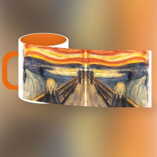 Кружка керамическая объем 330мл, Эдвард Мунк "Крик", (оранжевая)