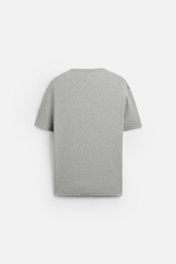 ZARA БАЗОВАЯ ФУТБОЛКА В РУБЧИК, СЕРЫЙ