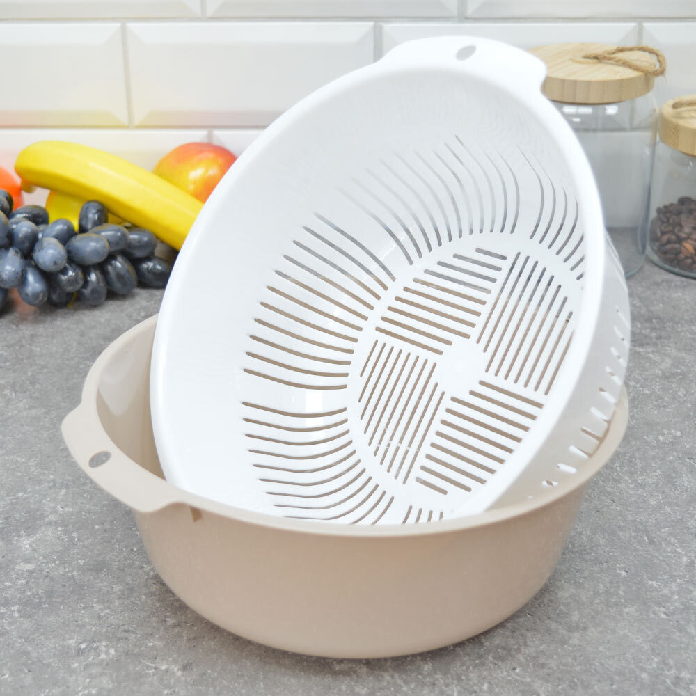 Миска-дуршлаг "Bergamo" (бежевый)