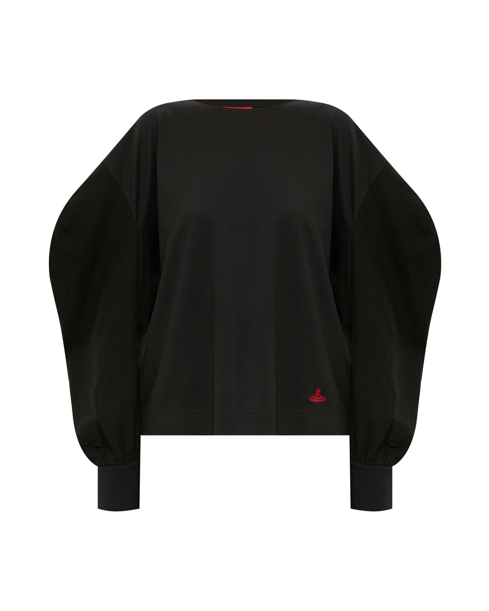 VIVIENNE WESTWOOD RED LABEL ЛОНГСЛИВ ЧЕРНЫЙ С ВЫШИВКОЙ С ОБЪЕМНЫМИ РУКОВАМИ