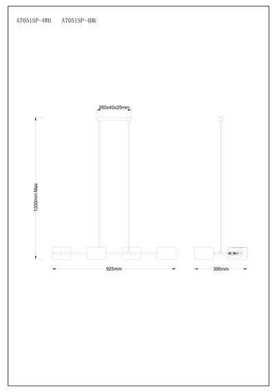 Подвесная люстра Arte Lamp Sebastian A7051SP-4WH
