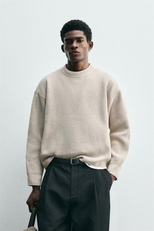 ZARA СВИТЕР СВОБОДНОГО КРОЯ, ЭКРЮ