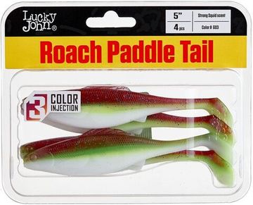 Виброхвосты съедобные LJ Pro Series ROACH PADDLE TAIL 5.0in (12,7 см), цв. G03, 4 шт.