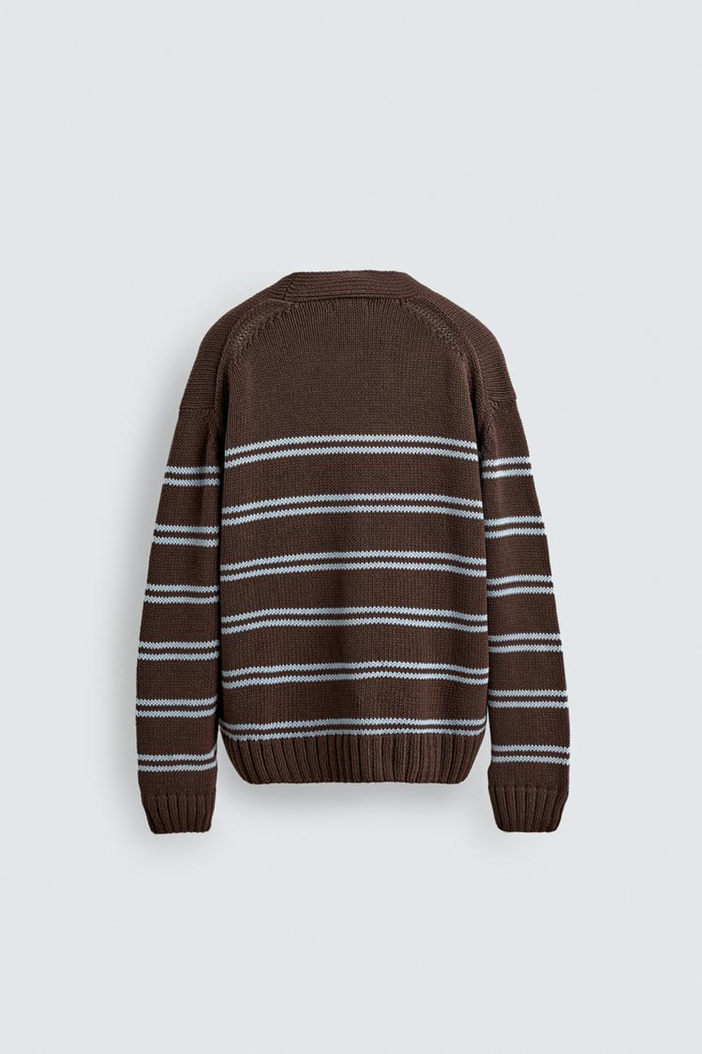 ZARA ЖАККАРДОВЫЙ КАРДИГАН В ПОЛОСКУ, КОРИЧНЕВЫЙ