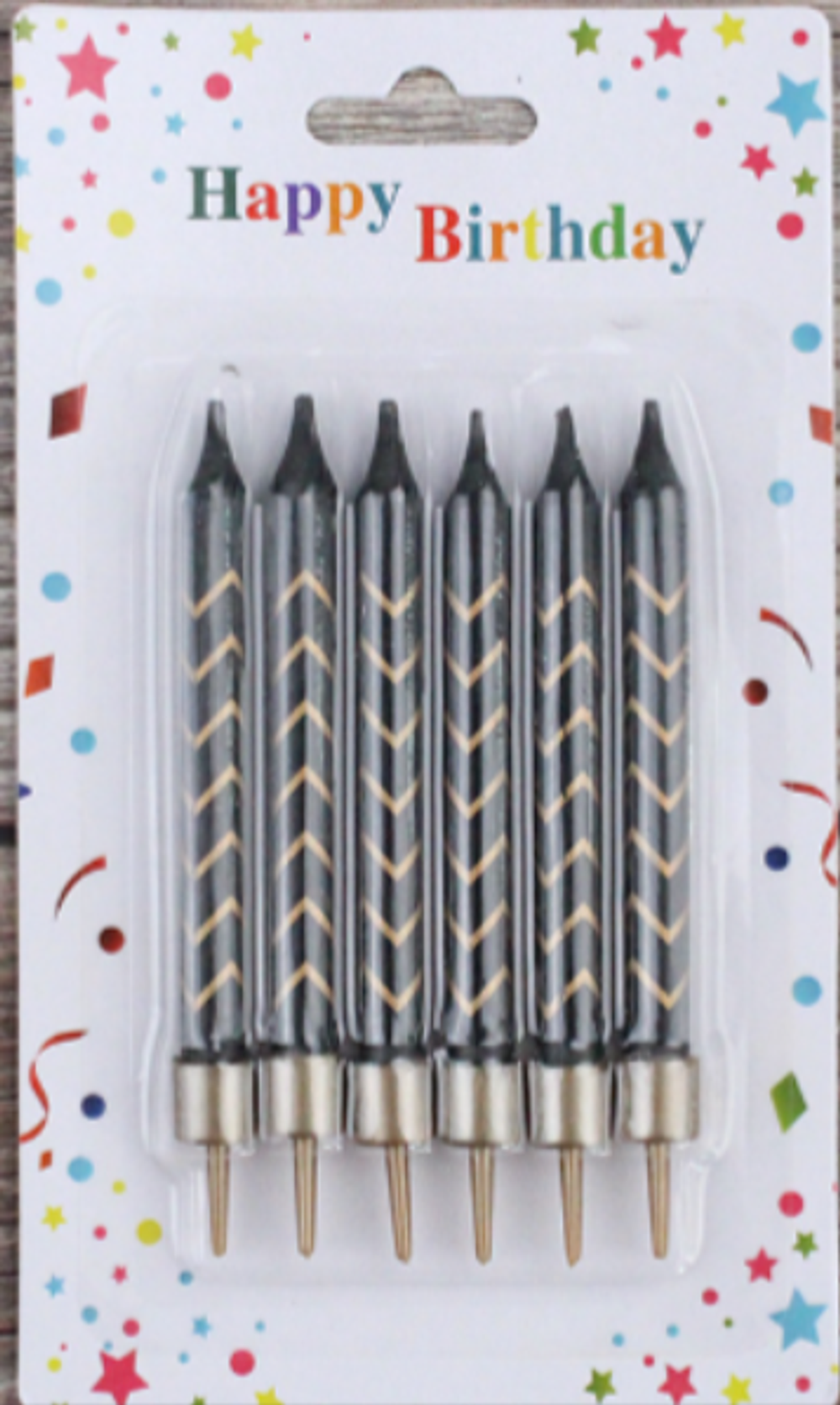 свечи черные зигзаг золото 6 шт