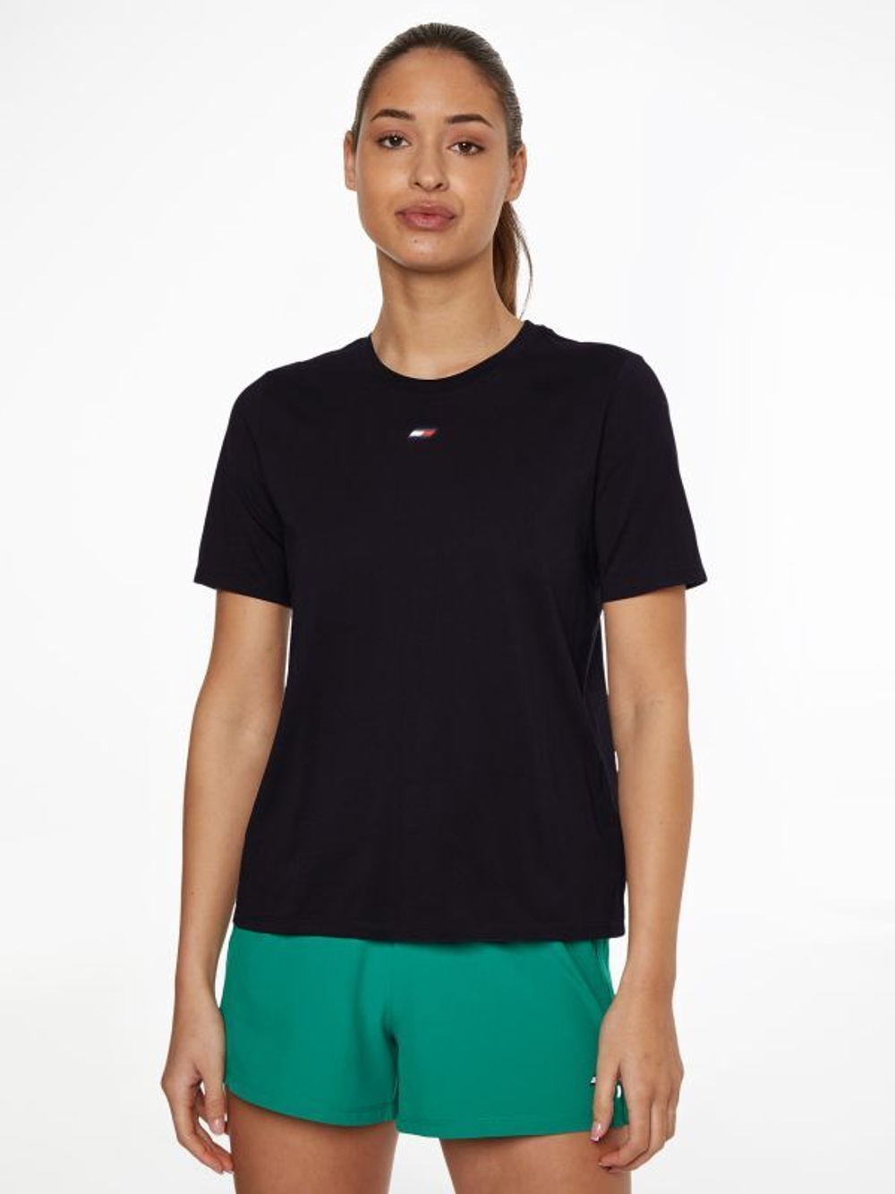 Женская теннисная футболка Tommy Hilfiger Regular Tape Tee - Бирюзовый