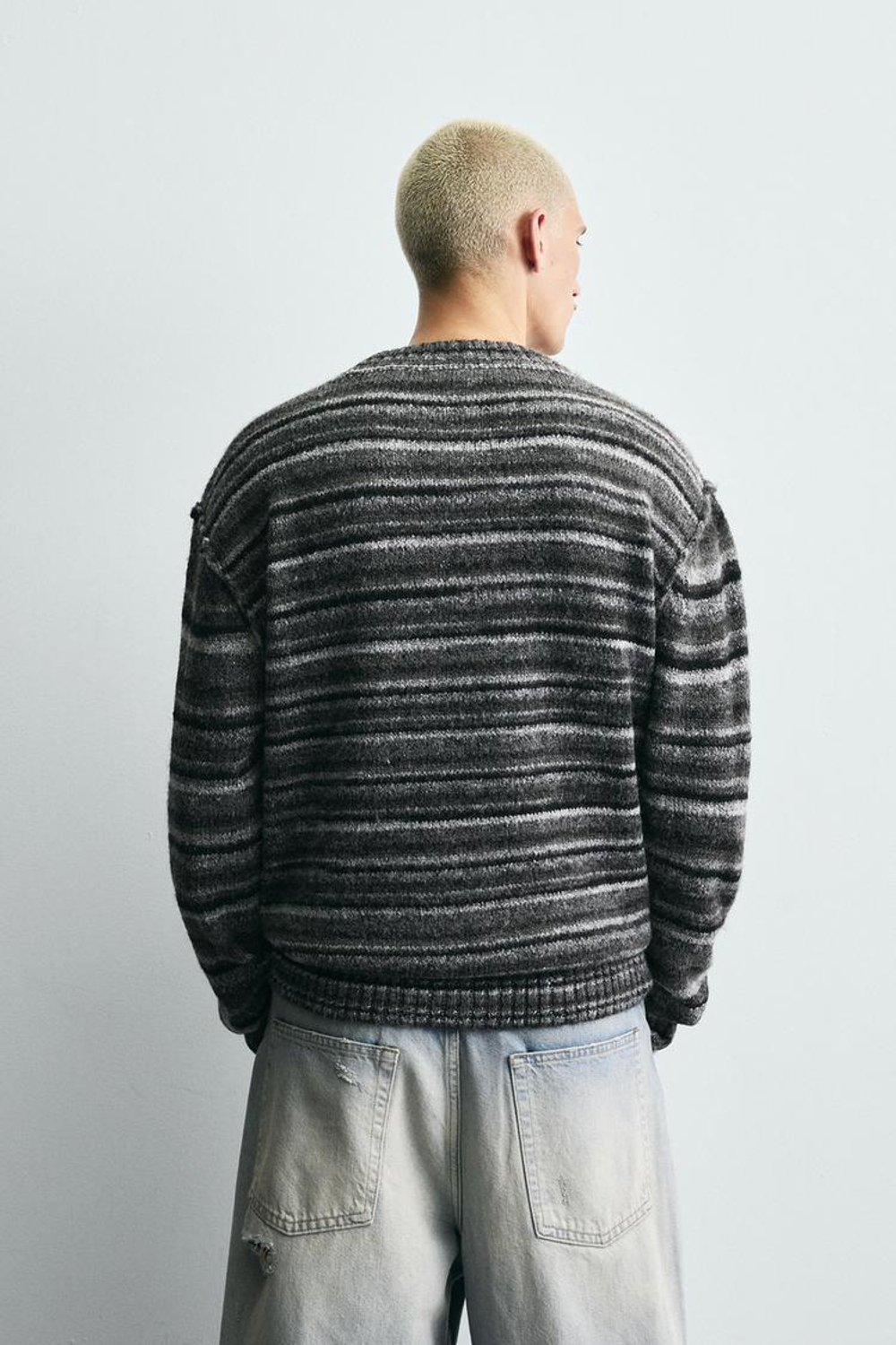 ZARA КАРДИГАН В ПОЛОСКУ, АНТРАЦИТОВО-СЕРЫЙ