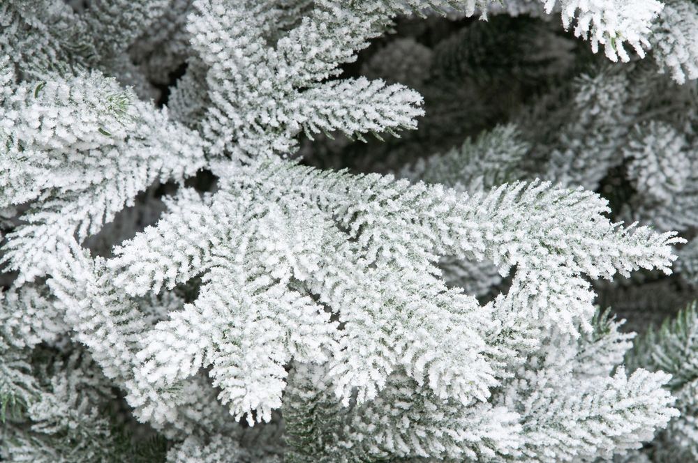 Заснеженная елка с гирляндой «Алтайская» теплый свет (Литая) от 1.8 м до 3 м