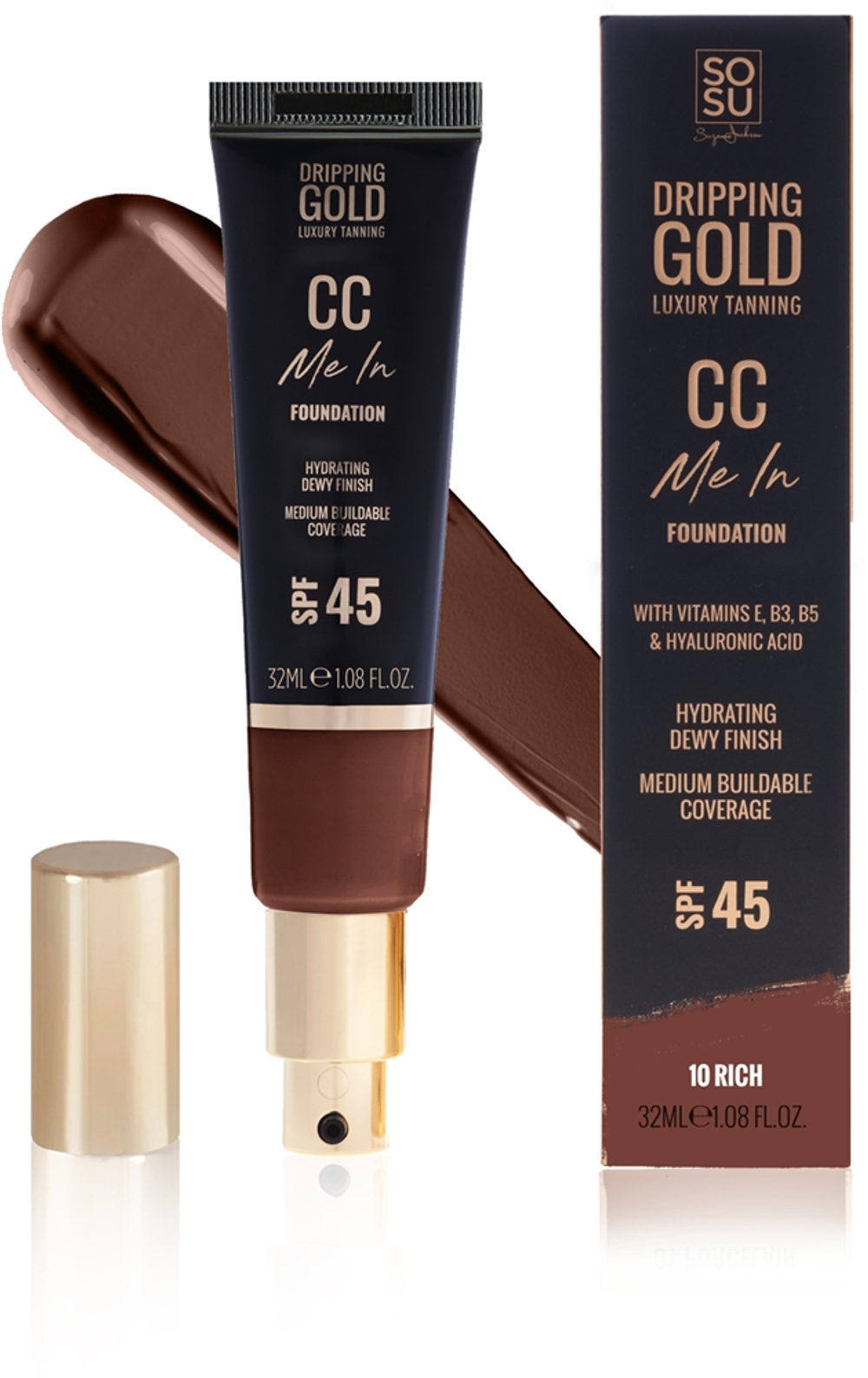 Dripping Gold CC Me In - Легкое тональное средство SPF 45 оттенок Rich 10, 32 ml