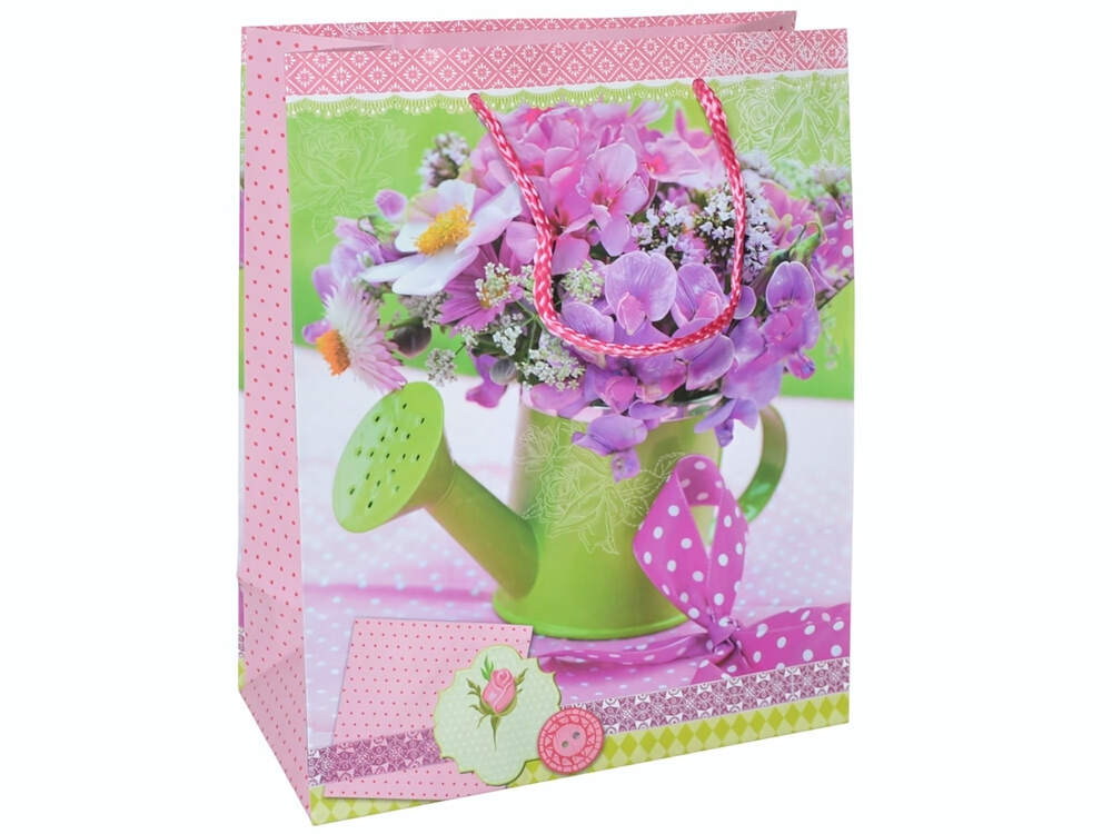 Пакет бумажный 20*30*10см с ручками матовый "Цветы" микс
