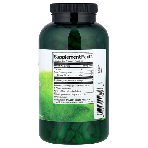 Swanson, Шелуха семян подорожника, 610 мг, 300 капсул