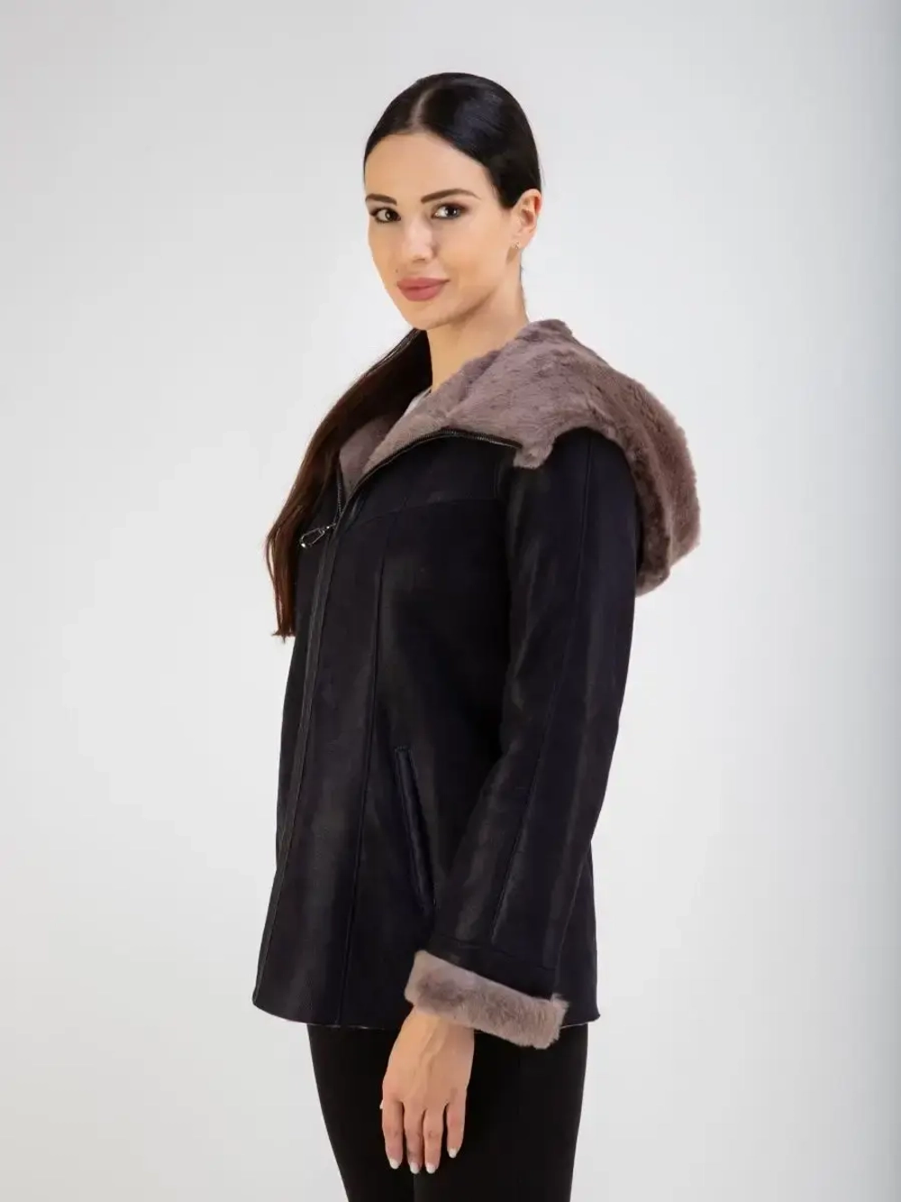 Дубленка натуральная короткая с капюшоном Турция