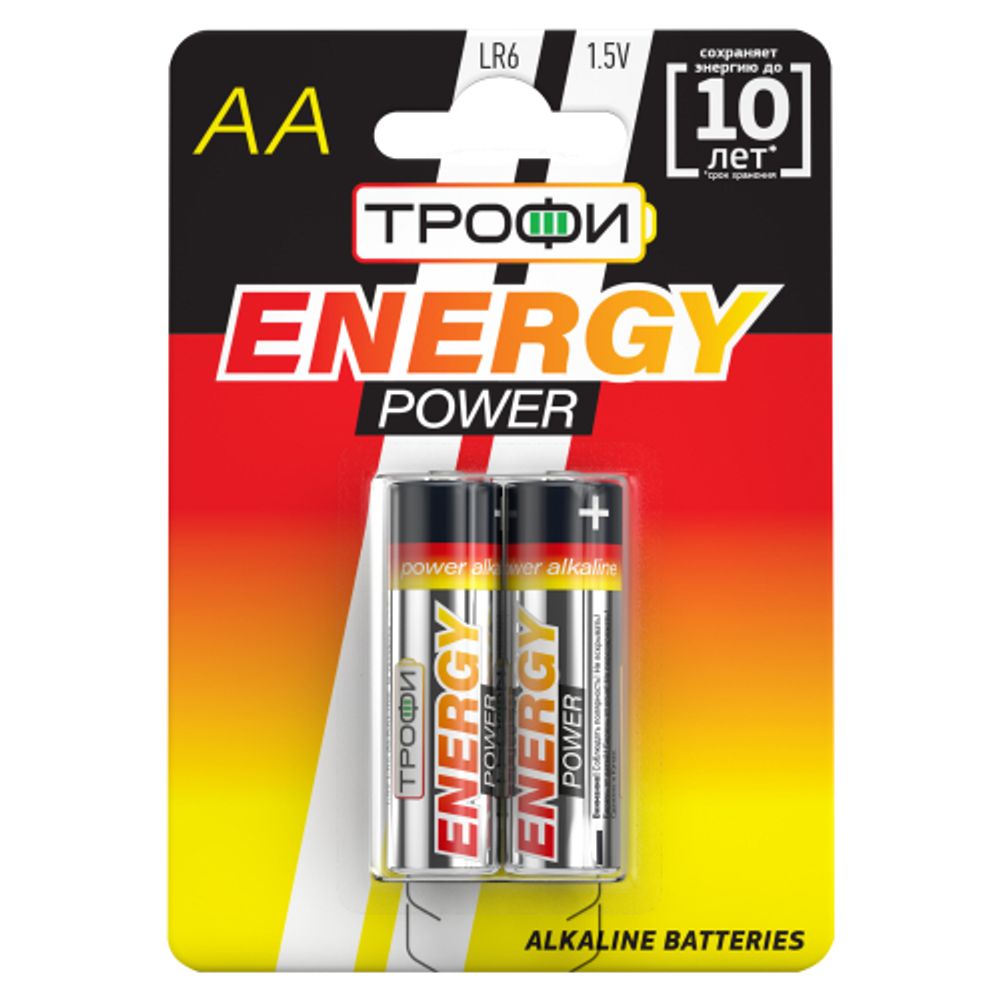 Батарейки Трофи LR6-2BL ENERGY POWER Alkaline