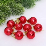 Новогодние шары 3 см (набор 9 шт) «Рельефный узор», красный