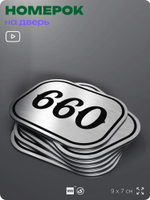 Номерок на дверь квартиры 660, для кабинета, офиса, шильдик 9 х 7 см, серебристый, Айдентика Технолоджи