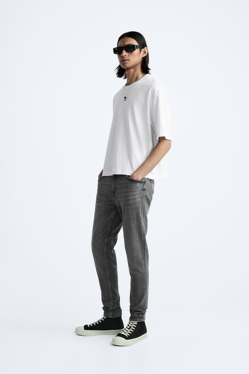 ZARA ДЖИНСЫ SKINNY FIT, СЕРЫЙ