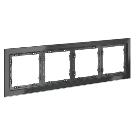 Рамка стеклянная VOLTUM S70 на 4 поста, (графит, стекло)