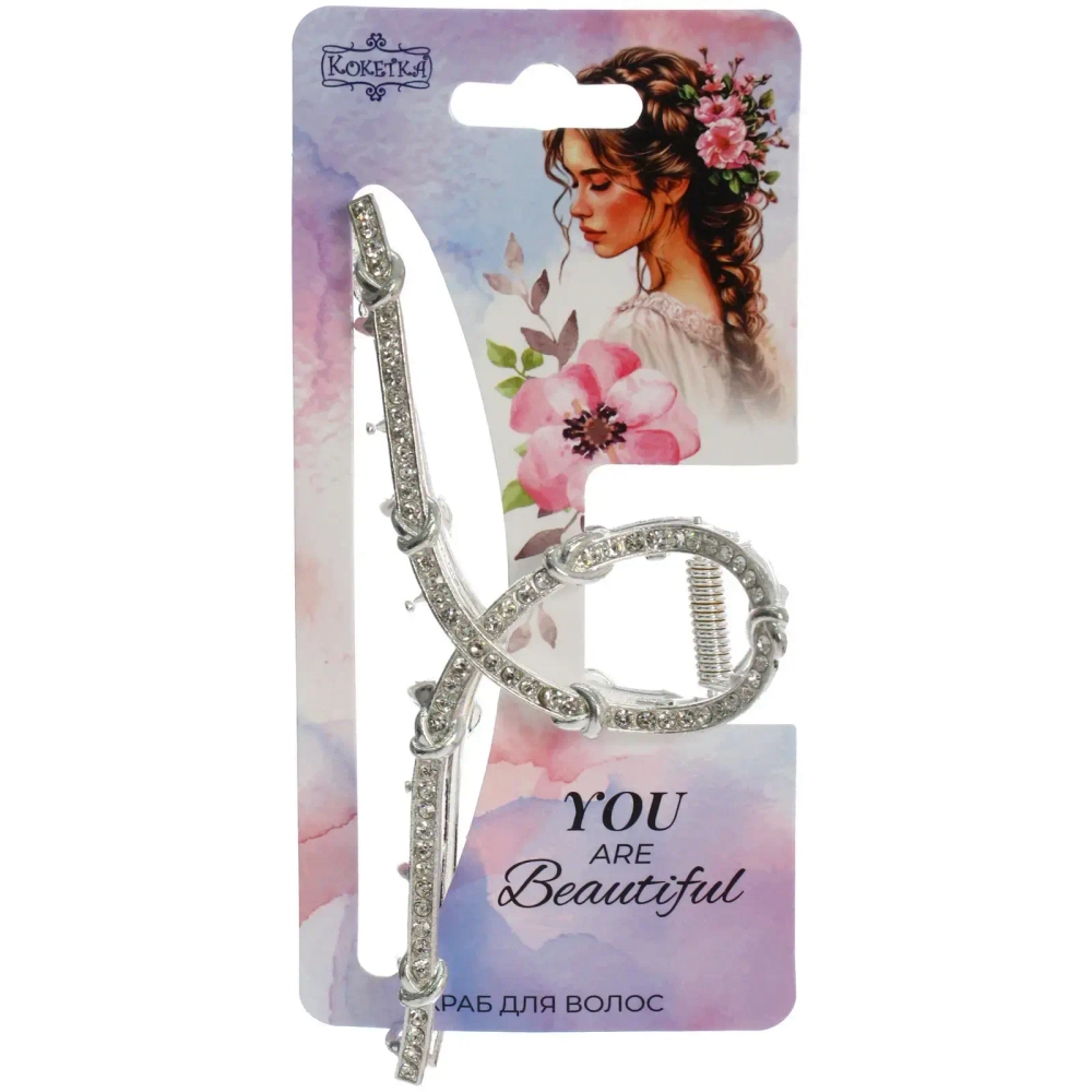 Заколка-краб для волос «AKS - DesignPRO», петля, цвет золото и хром, 11*5см