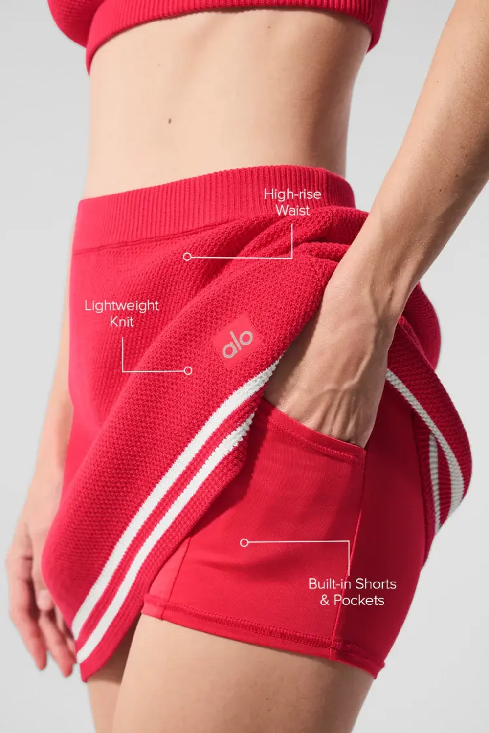 Alo yoga Трикотажная юбка-шорты, карамельно-красный