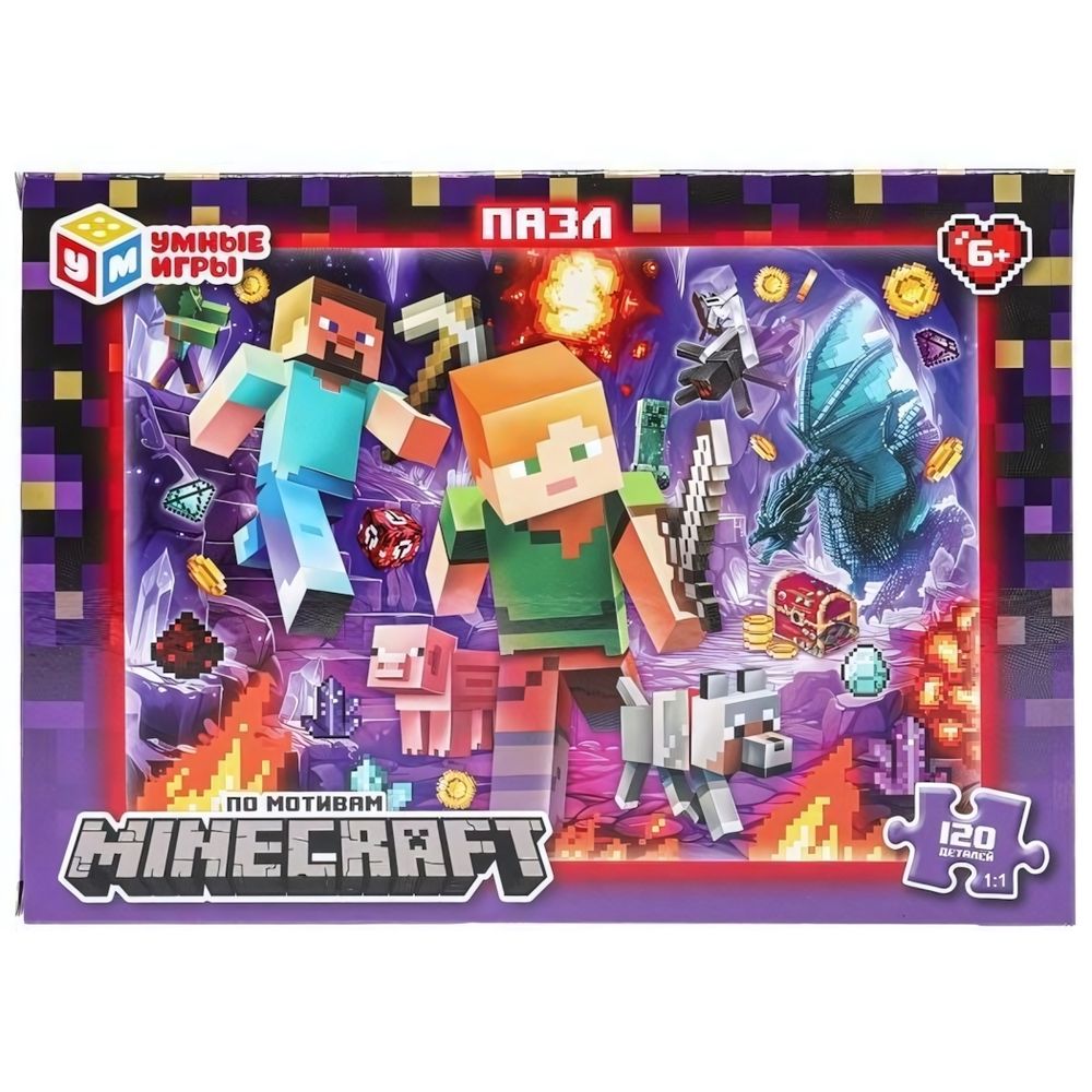 Пазл 120эл. &quot;По мотивам Minecraft&quot; коробка 4660254477490 (Умные игры)