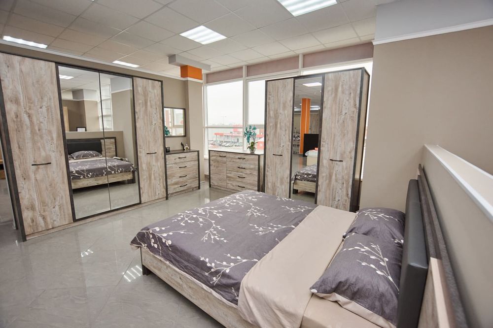 Коллекция Клео Шкаф 3х ст. Дуб Юкон/Ателье темное (Набор)