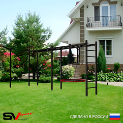 Уличная шведская стенка Sv Sport рукоход х 2 с комплектом турник прямой У50233 (Гнездо 80см/Кронш бокс)