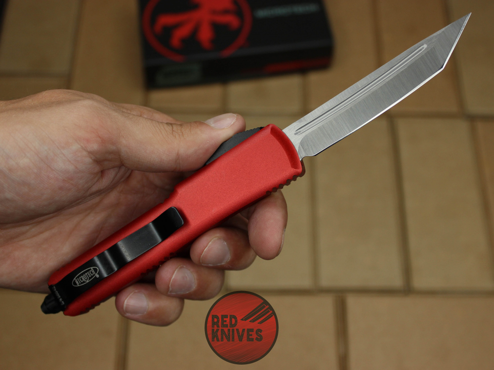Нож Microtech Ultratech T/E - красная рукоять, танто клинок сатин RK-354