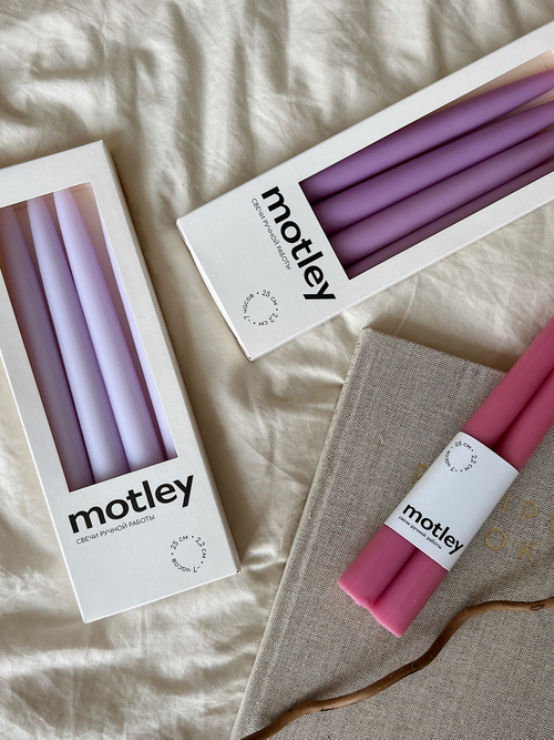 Набор классических свечей Motley 4 шт | лавандовый