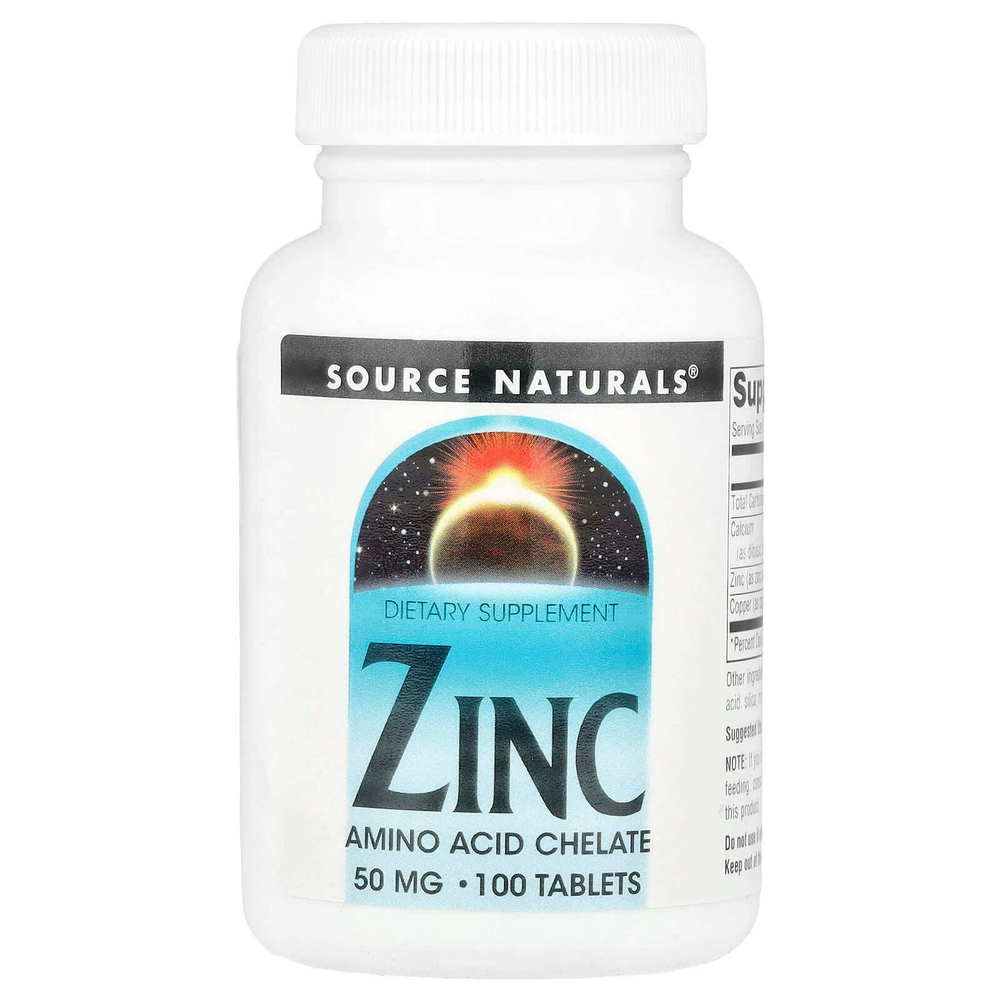 Source Naturals, цинк, 50 мг, 100 таблеток