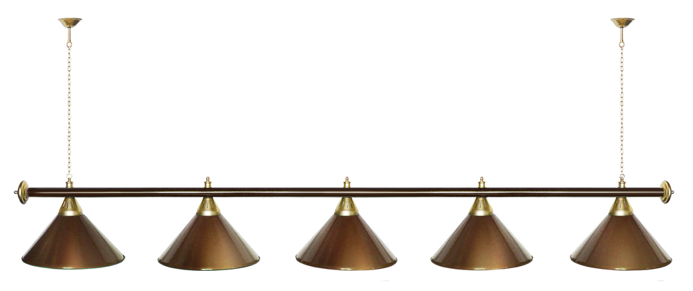 Лампа STARTBILLIARDS 5 пл. (плафоны зеленые,штанга золотая,фурнитура золото)