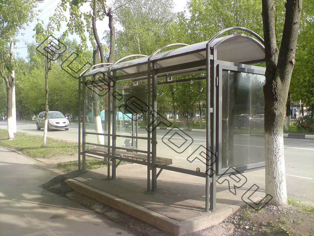 Павильон из каленого стекла с рекламоносителем