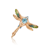Брошь «Стрекоза» из красного золота c топазом и эмалью Артикул: 04-0252-00-201-1110-57