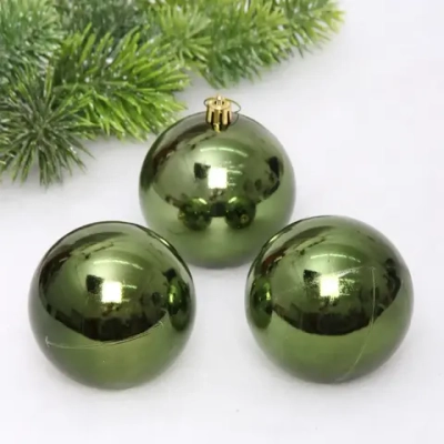 Новогодние шары 8 см (набор 3 шт) «Глянец», изумруд