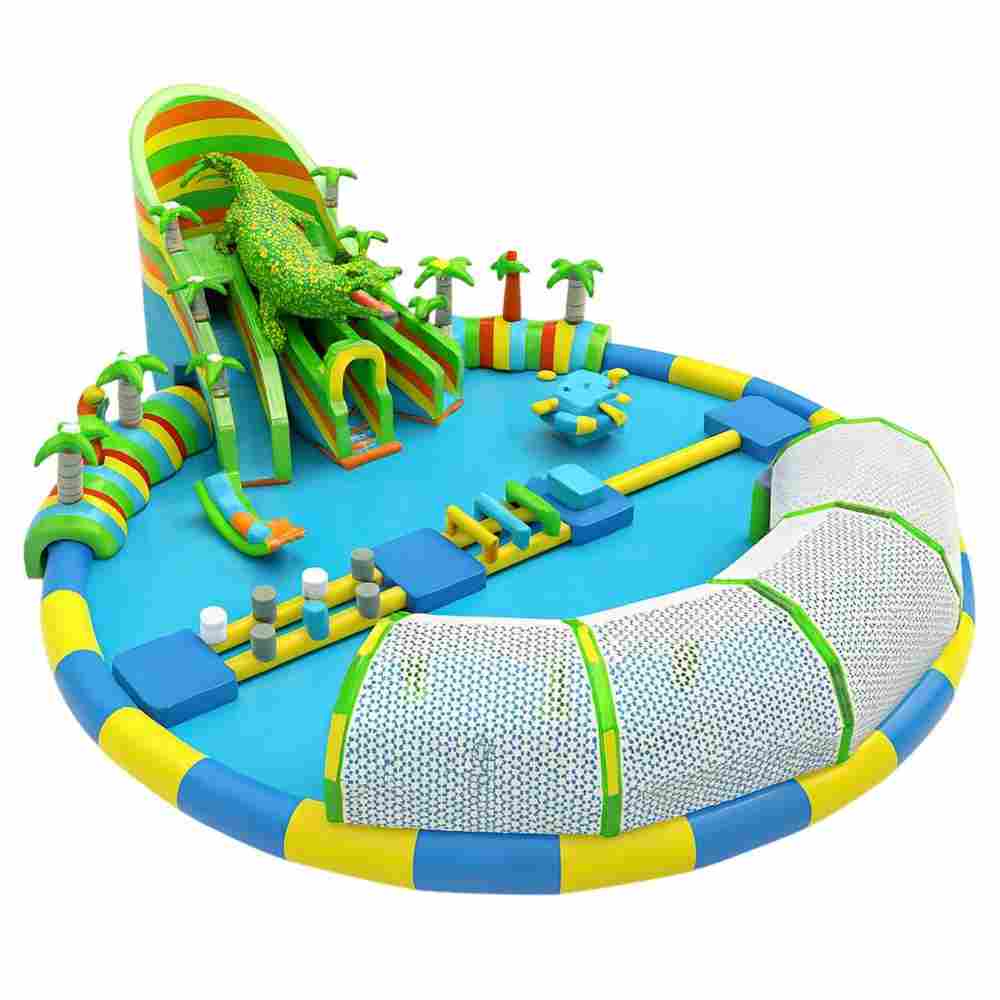 Надувной наземный аквапарк «Крокодильчик» 22×18×6 м