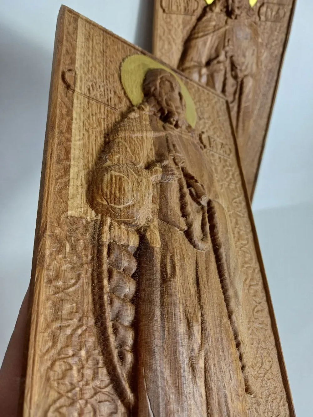 Освященная Икона пророка Илии 14х30.5 см резная из дуба