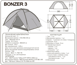 ПАЛАТКА BASK 3M BONZER 3
