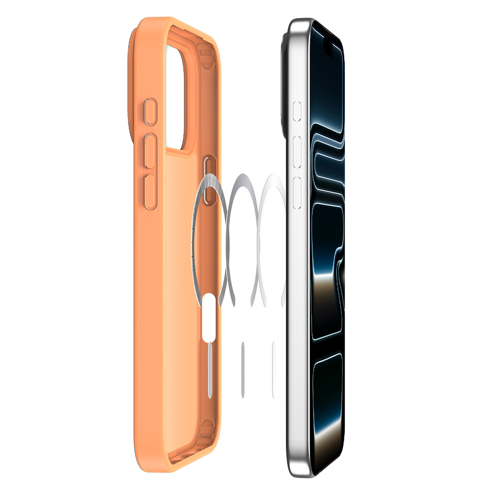 Матовый чехол оранжевого цвета с MagSafe для iPhone 17 Pro, серия Yind Series (Open Ring Version) от Dux Ducis